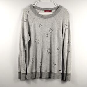 n:Philanthropy Womens Small Gray Allover Star Print Sweatshirt Made in USA Soft